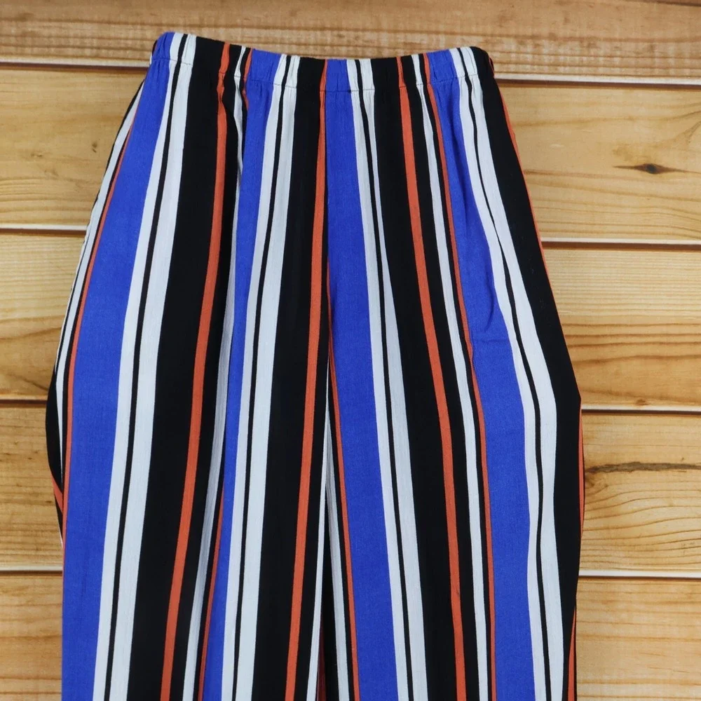 Forever 21 Pants Womens M Multicolor Striped High Rise Stretch Waist‎ Drawstring